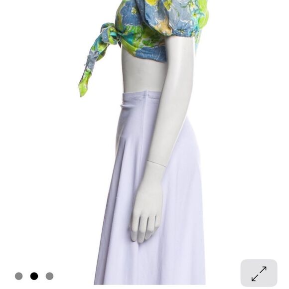 Floral Puff Sleeve Tie-Front Top - Picture 2 of 6